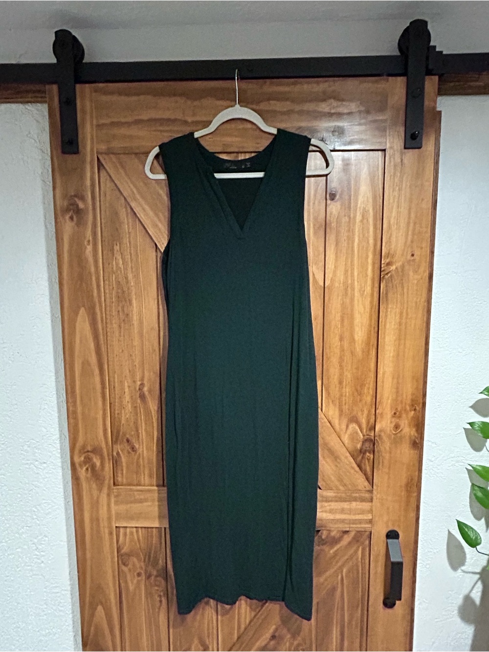 Prana Forest Green Sleeveless V-Neck Midi Dress